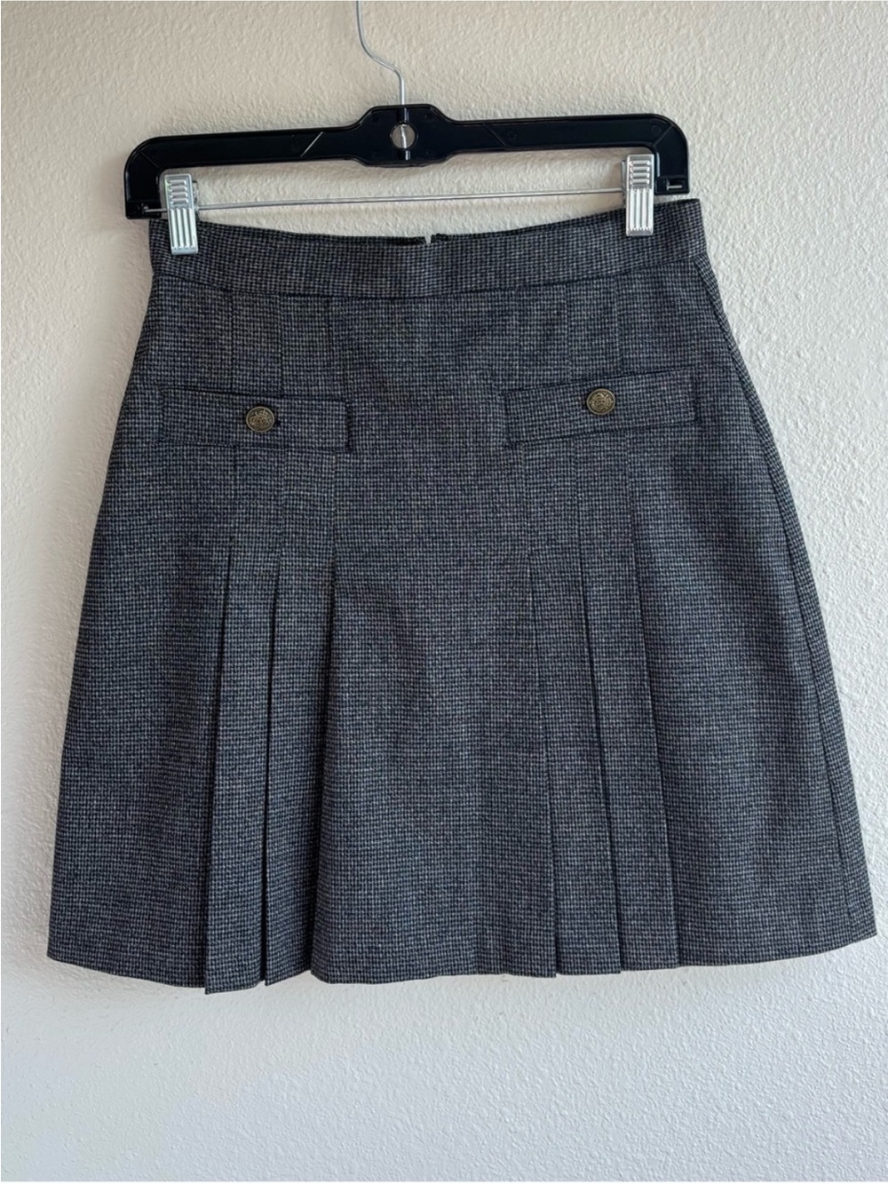 Gray Pleated Mini Skirt